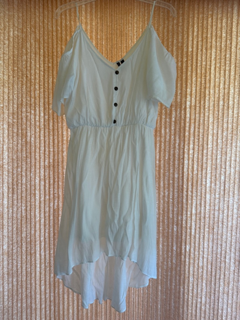 Love + Haight White Cold-Shoulder Button Midi Dress